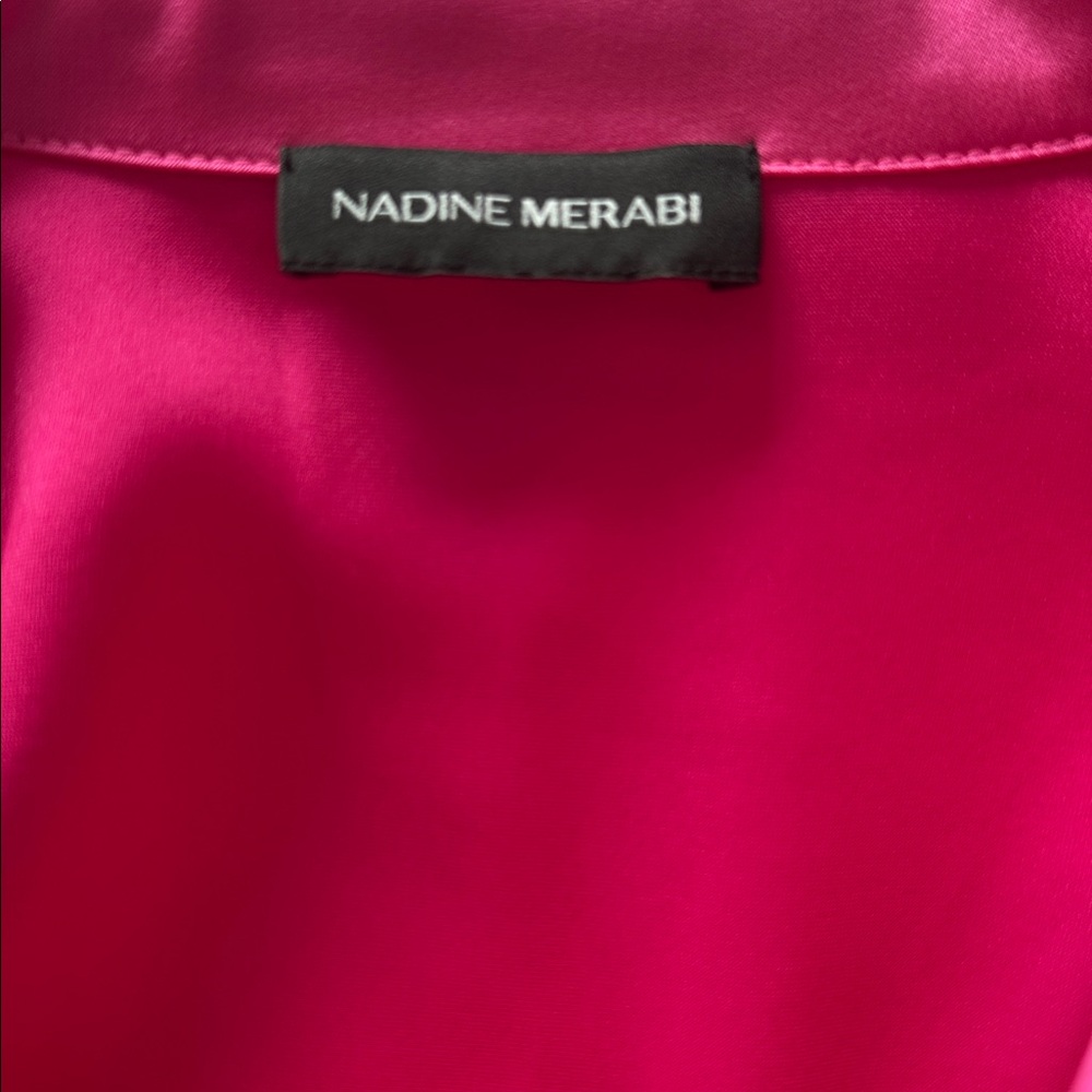 NADINE MERABI DARCIE Luxury Hot Pink Feathered Pijamas Set - Picture 6 of 7